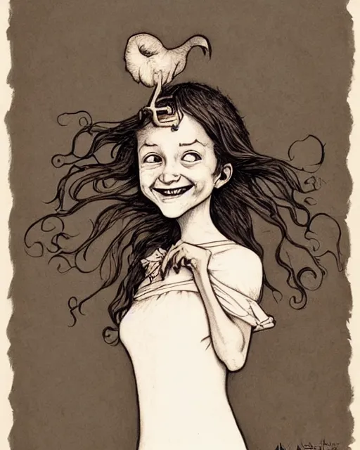 Image similar to cute smiling girl portrait by by Aaron Horkey, Abigail Larson, Adam Paquette, Adam Varga, Adolph Menzel