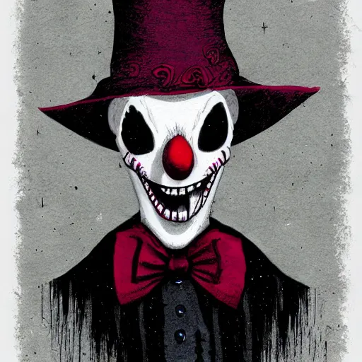 Image similar to a macabre clown by tim doyle and chris leib, from nightmare before christmas | detailed | elegant | trending on artstation