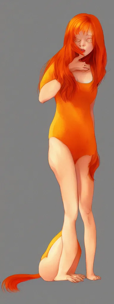 Prompt: beautiful aesthetic full body portrait of a orange tabby cat girl by wlop and Julia Razumova, deviantArt, trending on artstation, artstation HQ