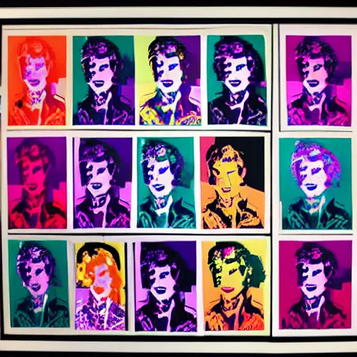 Prompt: a photo of las vegas screen printed in style of andy warhol