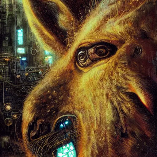 Image similar to A Austerian zoo, by Karol Bak, Kate Greenaway, Cyberpunk, 2d, Extreme closeup, Luxcore, Depth of Field