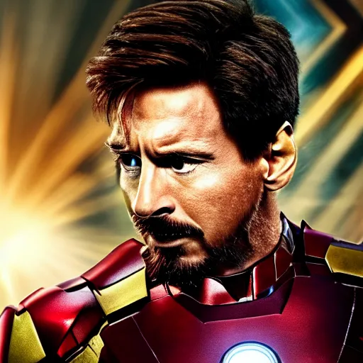 Image similar to Lionel Messi as Ironman in The Avengers, Marvel, Film Still, 35mm dramatic lighting, cinematic, deep focus, styleframe,