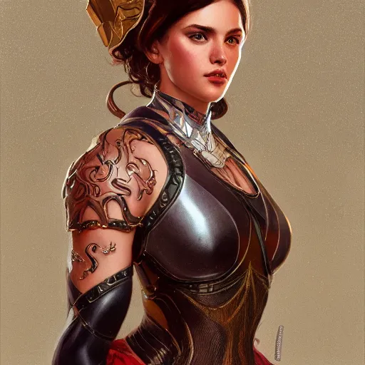 Image similar to portrait of bella poarch wearing a skintight knight armor, intricate, elegant, highly detailed, digital painting, artstation, concept art, smooth, sharp focus, illustration, art by artgerm and greg rutkowski and alphonse mucha, 8 k