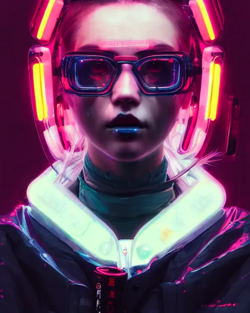 Image similar to detailed portrait neon operator girl, cyberpunk futuristic, neon, reflective puffy coat, decorated with traditional japanese by ismail inceoglu dragan bibin hans thoma greg rutkowski alexandros pyromallis nekro rene margitte, illustrated, perfect face, fine details, realistic shaded, fine - face, pretty face