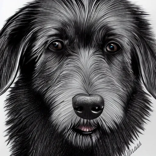 Prompt: highly detailed drawing of a black wolfhound, ferocious, ultra realistic