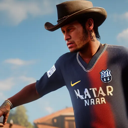 Prompt: Film still of Neymar, from Red Dead Redemption 2 (2018 video game), trending on artstation, artstationHD, artstationHQ