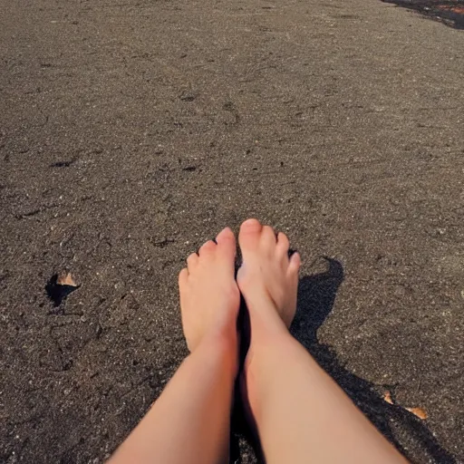 Prompt: bare feet walking over hot coals