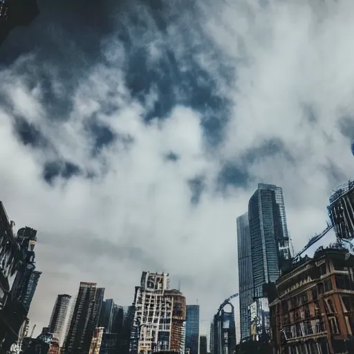 Prompt: walking around a city built on the clouds, GoPro, heaven, wide angle, photo realistic,