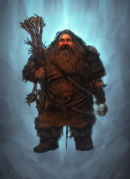 Image similar to A fantasy comic book style portrait painting of a dwarf as a necromancer in a atmospheric dark fortress, unreal 5, DAZ, hyperrealistic, octane render, RPG portrait, ambient light, dynamic lighting