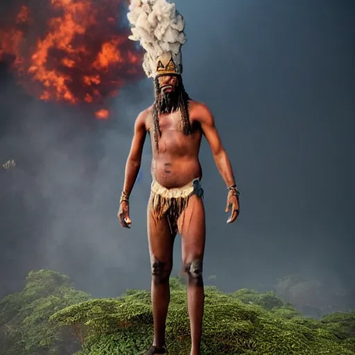 Image similar to king von footage, he still alive in sentinel island, smoke kratom, uhd, hyper realistic, 4 k, extremely detail, style by steve mccury and annie leibovitz