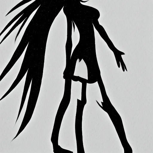 Image similar to drawing of the shadow silhouette of anime girl