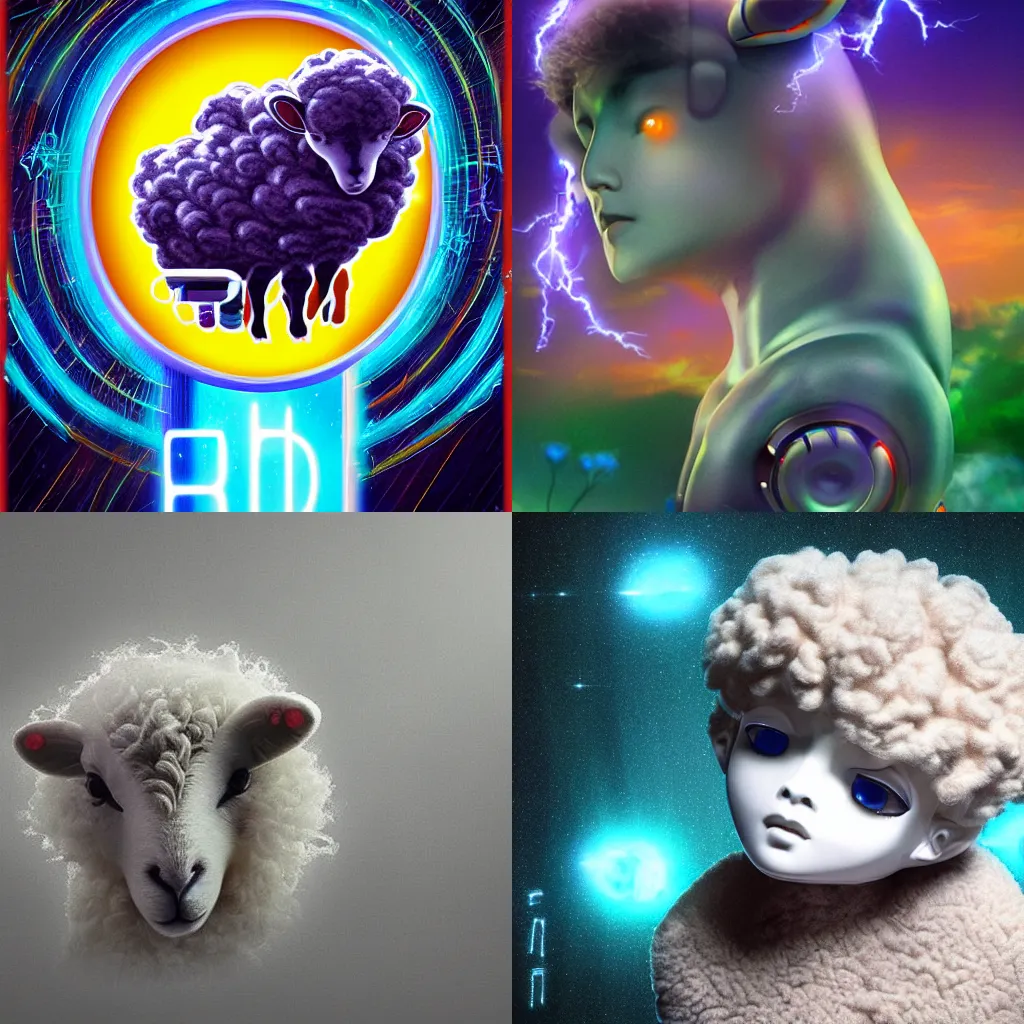 Prompt: Electric sheep dreaming of androids