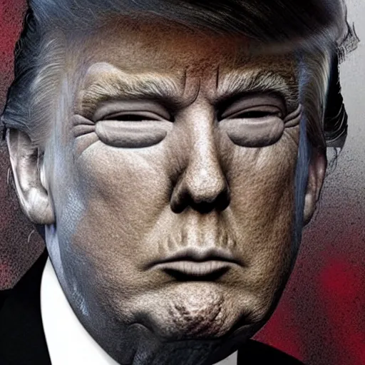 Prompt: donald trump looking stupid with silver spray paint covering nose and mouth