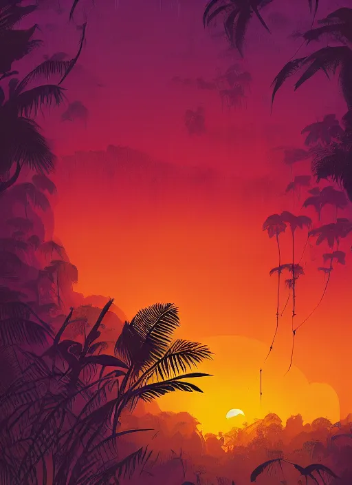 Image similar to Jungle sunset, by Petros Afshar, canvas