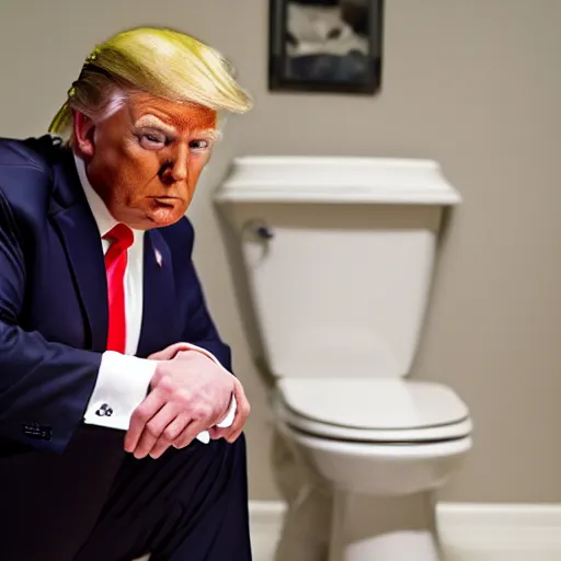 Image similar to donald trump sitting on the toilet, smooth, elegant, sharp focus, highly detailed