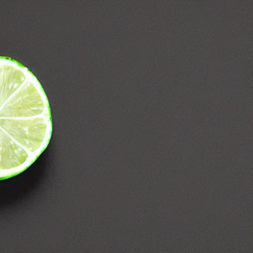 Image similar to a portrait of an ice cube next to a lime-slice, dark background, intense, incredibly detailed, studio, 85mm Sigma Art lens