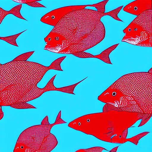 Image similar to red fish pattern wallpaper