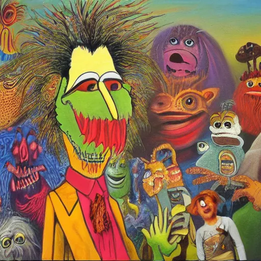 Image similar to a painting jim henson did when he was deeply schizophrenic