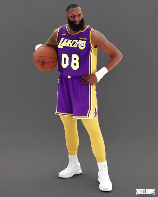 Image similar to military uniform, inspired by los angeles lakers, octane render