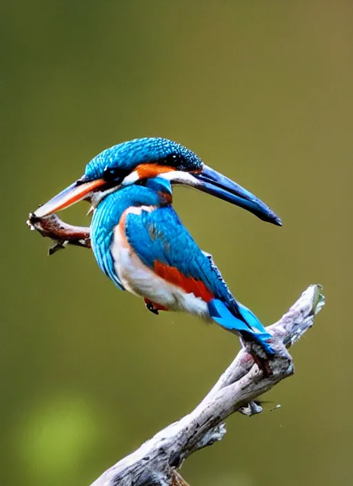 Image similar to a kingfisher sitting on a cherry playing the flute