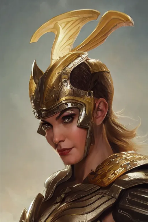 Image similar to amazon valkyrie athena, d & d, fantasy, portrait, highly detailed, headshot, digital painting, trending on artstation, concept art, sharp focus, illustration, art by artgerm and greg rutkowski and magali villeneuve