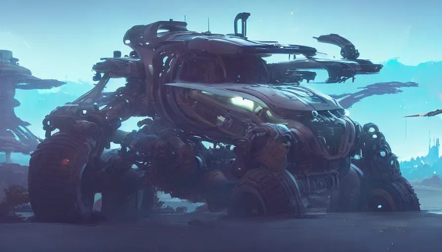 Image similar to a futuristic offroad suv by cory loftis, fenghua zhong, ryohei hase, ismail inceoglu and ruan jia. volumetric light, detailed, octane render, horizon zero dawn