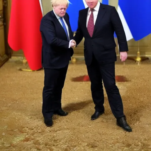 Image similar to Boris Johnson and putin at the end of the world