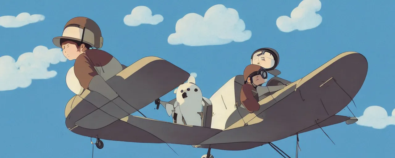 Prompt: baby harp seal dressed as a 1 9 3 0 s pilot flying a japanese zero, 1 9 3 0 s, atey ghailan, goro fujita, studio ghibli, rim light, intense daytime lighting, clear focus, very coherent