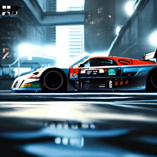 Prompt: cyberpunk quadra GT racecar, with realistic reflections, realistic scene, photorealism, 4k resolution