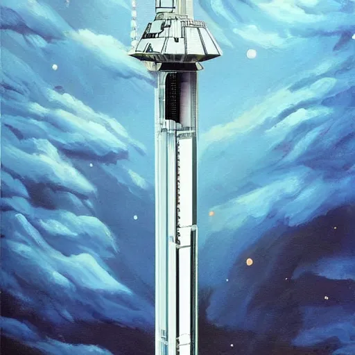 Prompt: a space elevator, painting, ultra detailed, realistic