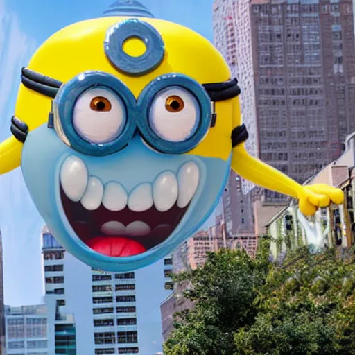 Image similar to minion macys parade thanks giving day balloon float realistic photo