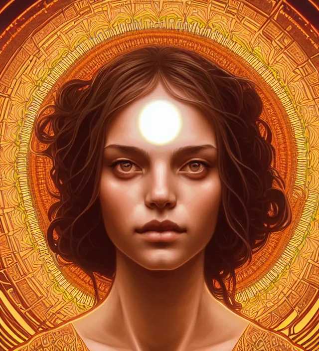 Prompt: symmetry!! portrait of hippie girl, glowing skin mandala!! serene, intricate, elegant, highly detailed, digital painting, artstation, concept art, smooth, sharp focus, illustration, art by artgerm and greg rutkowski and alphonse mucha, 8 k