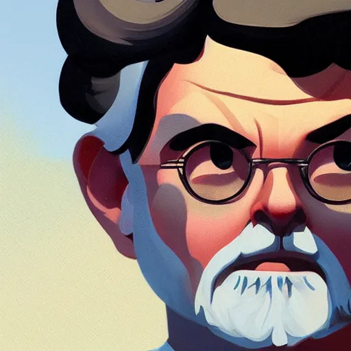 Image similar to face icon stylized minimalist george lucas, loftis, cory behance hd by jesper ejsing, by rhads, makoto shinkai and lois van baarle, ilya kuvshinov, rossdraws global illumination