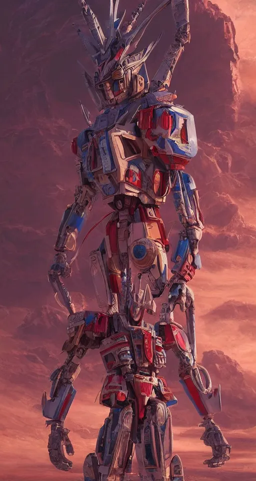 Image similar to realistic portrait beautiful detailed 3 d painting of cinematic movie scene, voltes v build up in sahara dessert. action sequence, created by gustave dore and greg rutkowski, high detailed, smooth draw, synthwave neon retrofuturism, intricate, realistic proportions, dramatic lighting, trending on artstation.