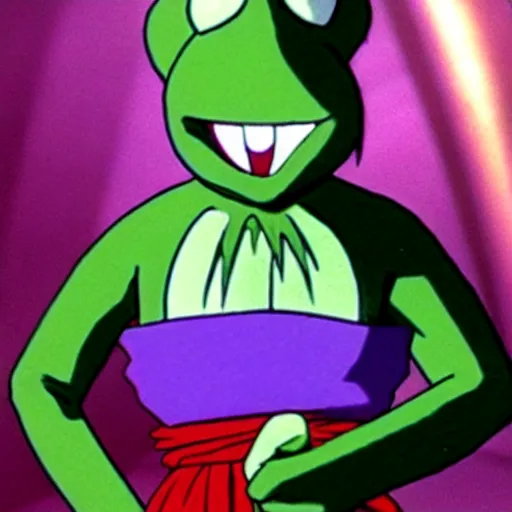 Image similar to kermit the frog in dragon ball z