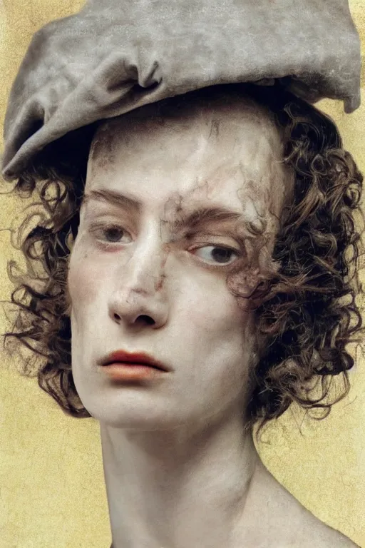 Image similar to hyperrealism close - up fashion portrait by roversi photo from the holy mountain by alejandro jodorowsky in style of francisco goya