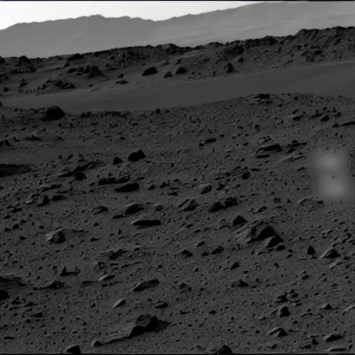 Image similar to Cat looking figure in the distance, an old restored photo from a Curiosity Mars rover