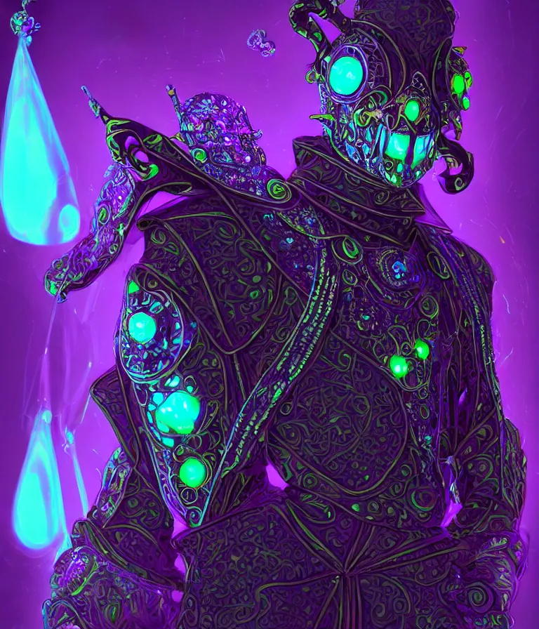 Prompt: front!!! shot of a court jester!!! character, neon bioluminescent hypercubes, dark holography!!!, future, chrome, crystalline edges, (((intricate))), elegant, highly detailed, centered, (((artstation, concept art, smooth, sharp focus, artgerm, Tomasz Alen Kopera, Peter Mohrbacher, donato giancola, Joseph Christian Leyendecker, WLOP, Boris Vallejo))), ((raytracing)), mugshot!!!!!, ugly!!!!!!, octane render, nvidia raytracing demo, octane render, nvidia raytracing demo, octane render, nvidia raytracing demo, grainy, muted, 8K, digitalblasphemy, metatron