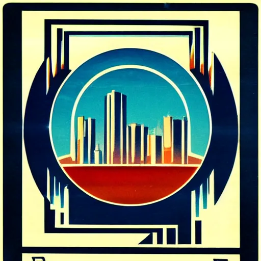 Prompt: logo 1 9 5 0's futuristic glass city, silhouette, symmetrical, washed out color, centered, art deco, 1 9 5 0's futuristic, glowing highlights, peaceful