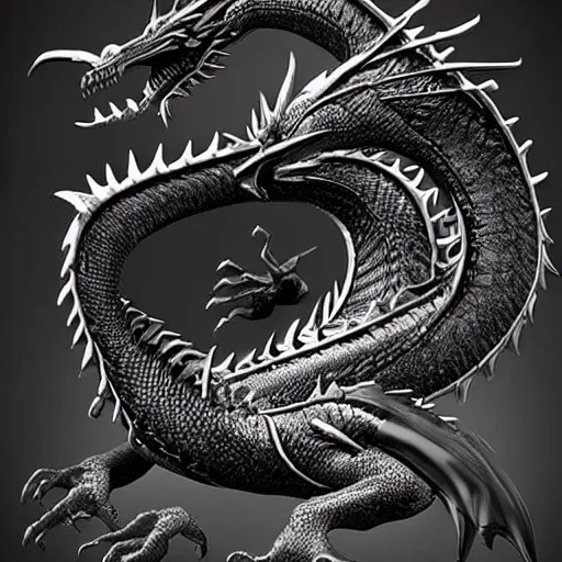 Prompt: black dragon, realistic, highly detailed