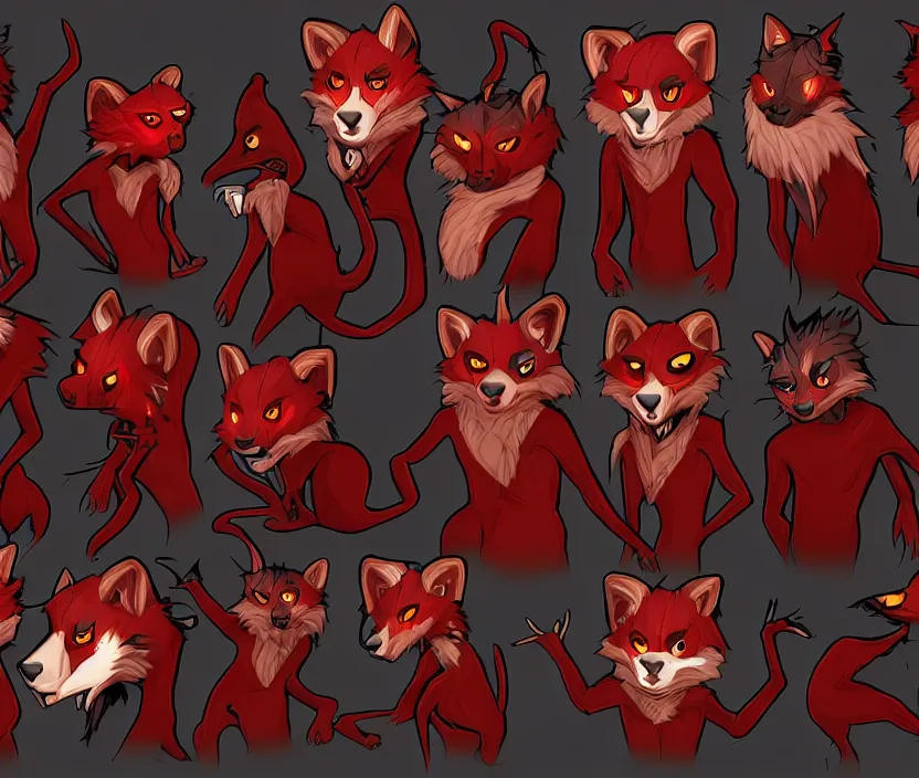 Image similar to furry - male - red - black - weasel - necromancer - fursona uhd ue 5 visual novel pc game expressions