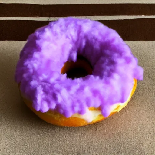 Prompt: fluffy donut, real life,