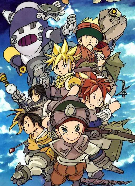 Prompt: chrono trigger in the style of studio ghibli