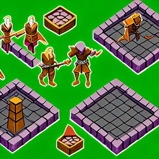 Image similar to dungeons and dragons game spritesheet, isometric