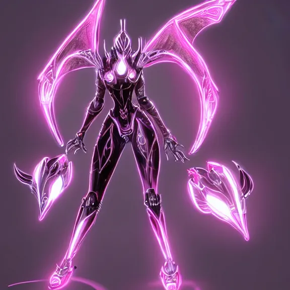 Prompt: highly detailed exquisite fanart, of a beautiful female warframe, but as an anthropomorphic elegant robot female dragoness, glowing eyes shiny, and smooth off-white plated armor, bright Fuchsia skin beneath the armor, sharp claws, robot dragon four fingered hands, and robot dragon feet, standing elegant pose, close-up shot, full body shot, epic cinematic shot, professional digital art, high end digital art, singular, realistic, DeviantArt, artstation, Furaffinity, 8k HD render, epic lighting, depth of field