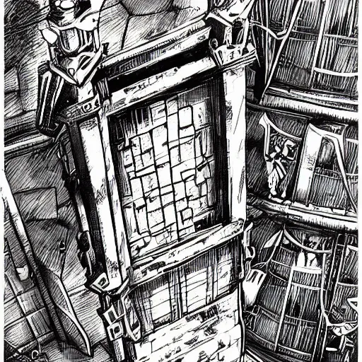 Image similar to precisely drawn illustration of anime verdigris colored old ruined tower, old-fashioned tarot card, victorian playing card, sepia tone, wide angle, sharp, fine details, anime, manga, cyberpunk, intense line art, 8k, precise linework, realistic, shaded lighting by katsuhiro otomo ghost-in-the-shell, magali villeneuve, artgerm, rutkowski Jeremy Lipkin and Giuseppe Dangelico Pino and Michael Garmash and Rob Rey