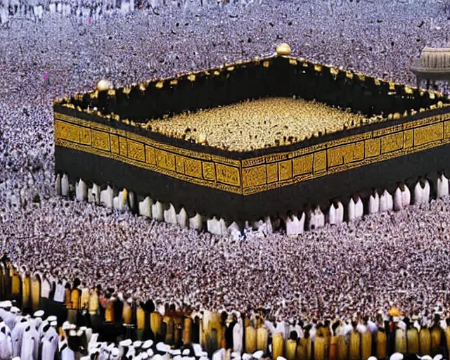 Prompt: 10,100 adoring lovers surrounding the kaaba in mecca