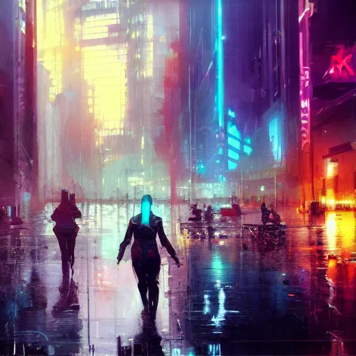 Prompt: cyberpunk city, rainy, colorful, beautiful, trending on artstation, by Craig Mullins