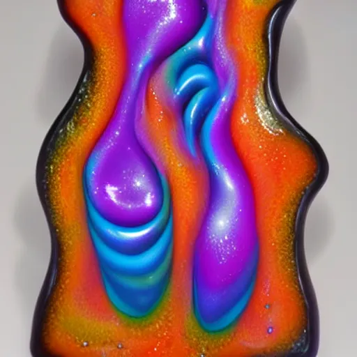 Prompt: 3 d render of two melting psychedelic women kissing, resin pour art, beautiful vibrant colors