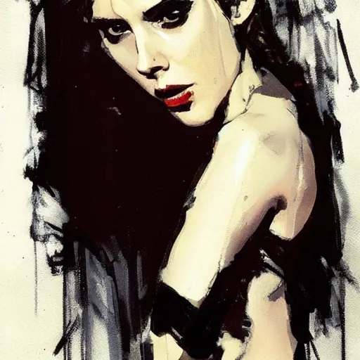 Image similar to alison brie as black widow, intricate, elegant, highly detailed, greg manchess, mucha, liepke, ruan jia, jeffrey catherine jones, ridley scott